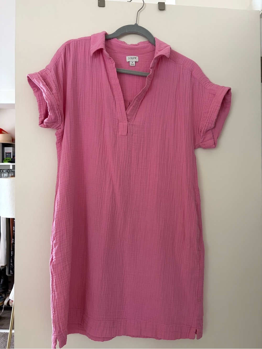 J. Crew Hot Pink Lightweight Button-Up